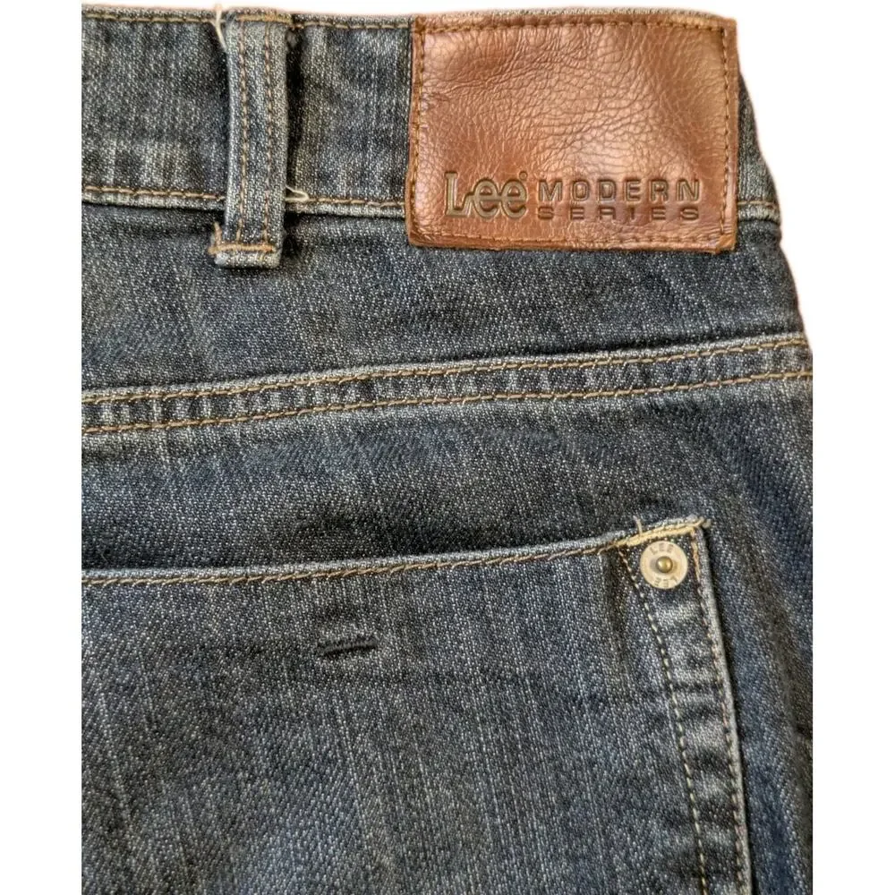Lee Modern Series Mens Jeans 36x30 Straight Fit Straight Leg Stretch Dark Wash